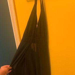 Maxi Black Slitted Leg Jumpsuit